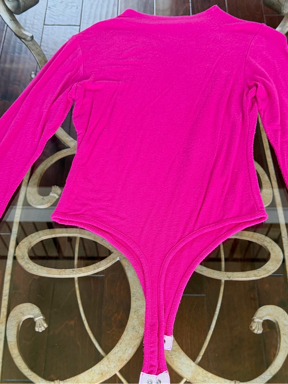 naked wardrobe Hot Pink Long-Sleeve Stretch Bodysuit
